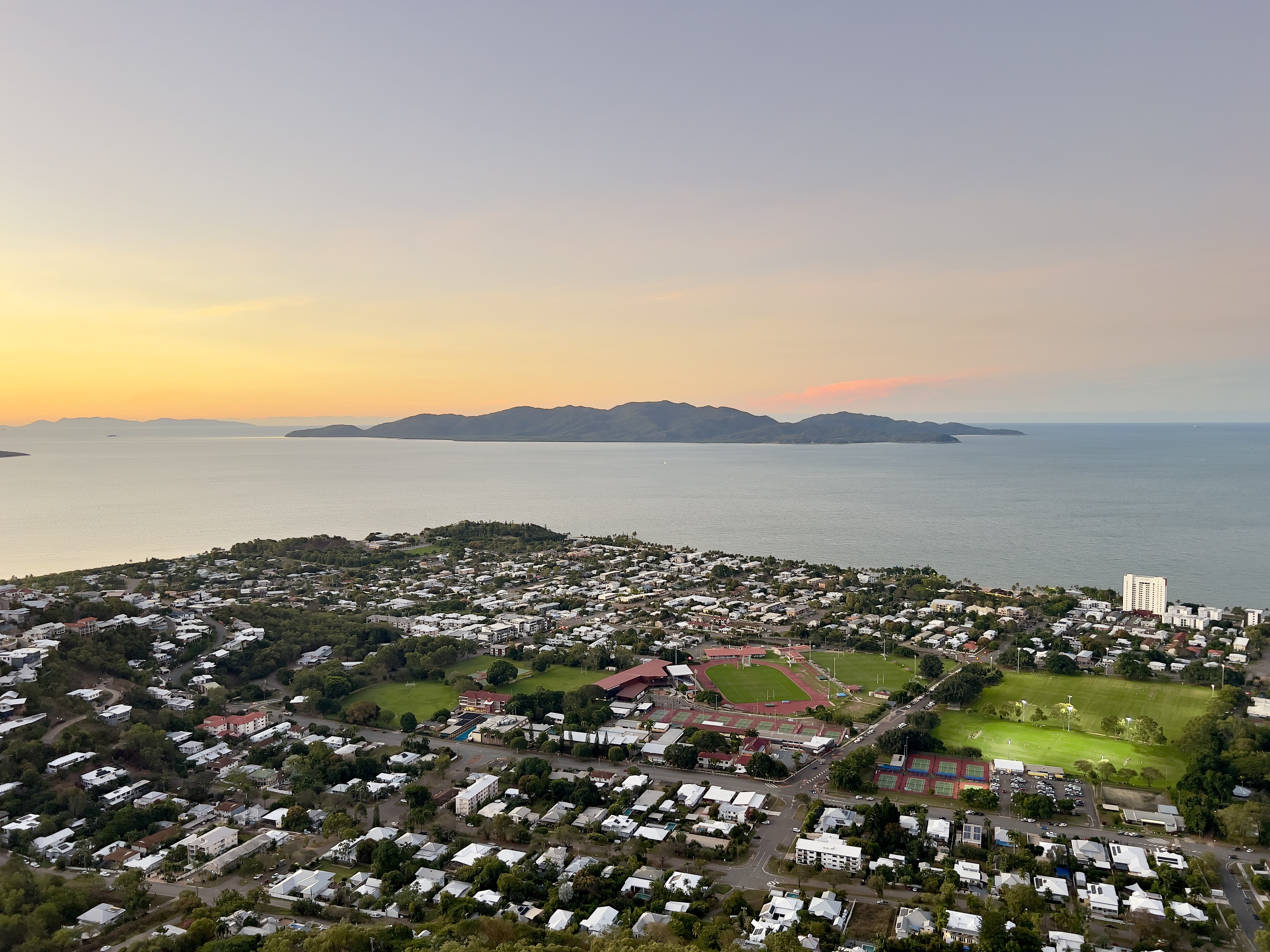 View across Townsville from Castle Hill towards Magnetic Island